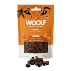 Comanda online WOOLF Soft Cubes Turkey Monoprotein 100g recompense moi pentru caini